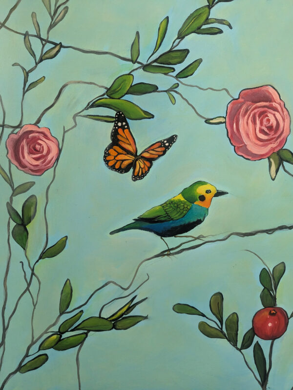 Chinoiserie Bird in Blue (Original)